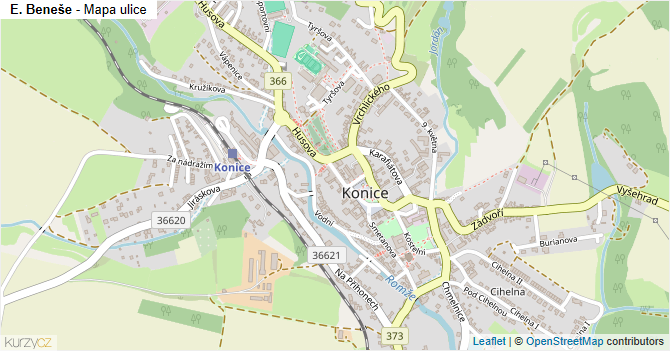 E. Beneše - mapa ulice