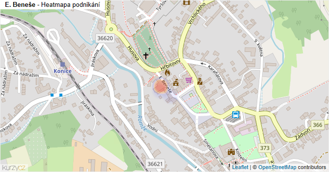 E. Beneše - mapa podnikání