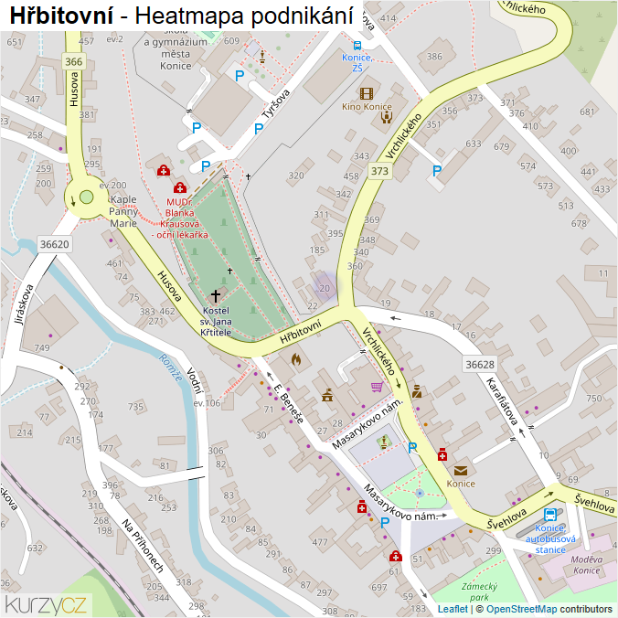 Mapa Hřbitovní - Firmy v ulici.