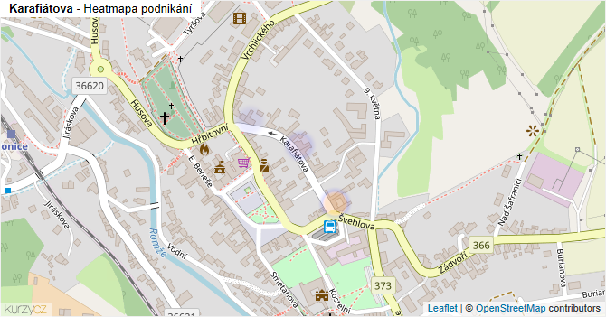 Karafiátova - mapa podnikání