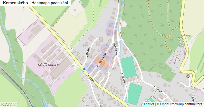 Komenského - mapa podnikání