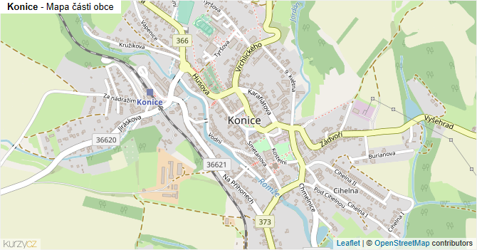 Konice - mapa části obce