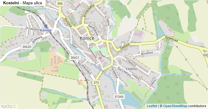 Kostelní - mapa ulice