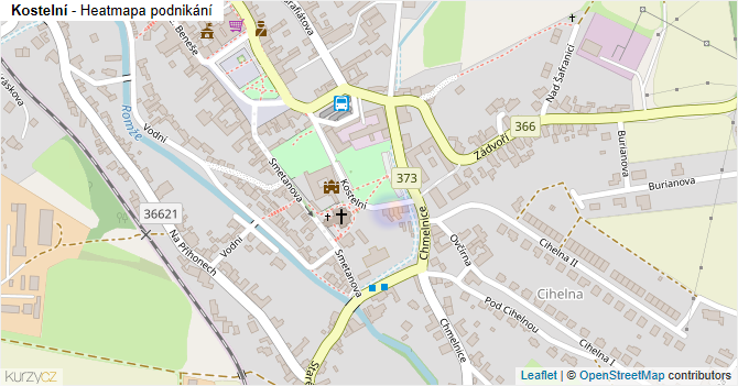 Kostelní - mapa podnikání