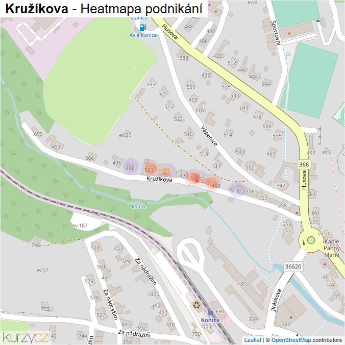 Mapa Kružíkova - Firmy v ulici.