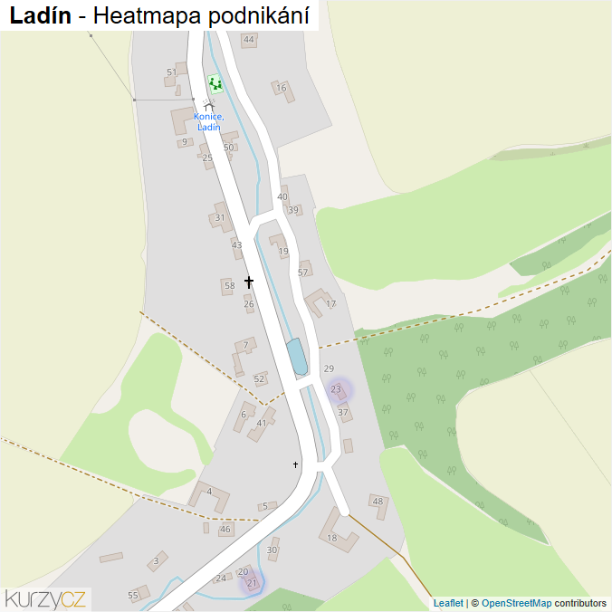 Mapa Ladín - Firmy v části obce.