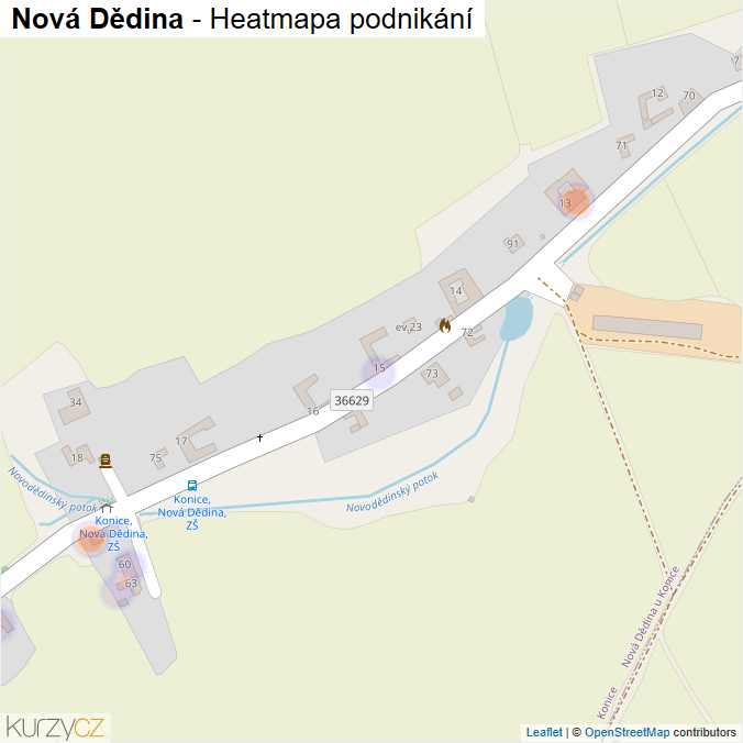 Mapa Nová Dědina - Firmy v části obce.