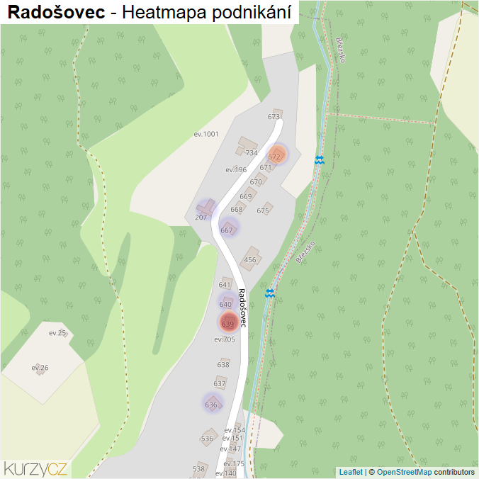 Mapa Radošovec - Firmy v ulici.