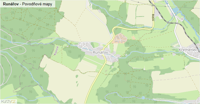 Runářov - záplavové mapy stoleté vody