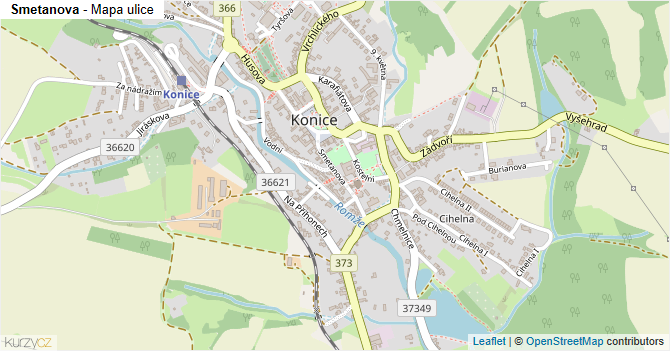 Smetanova - mapa ulice