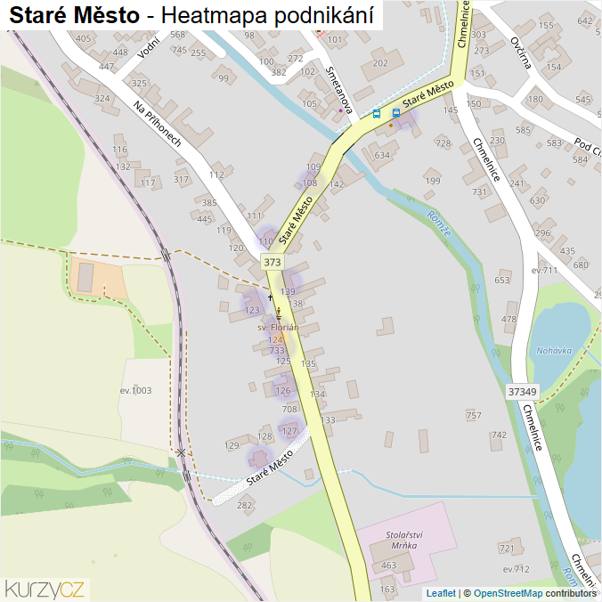 Mapa Staré Město - Firmy v ulici.