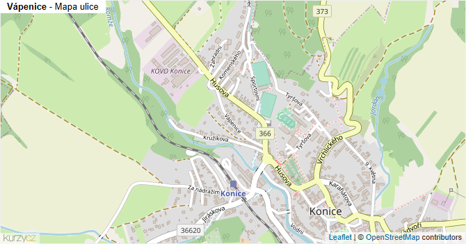 Vápenice - mapa ulice