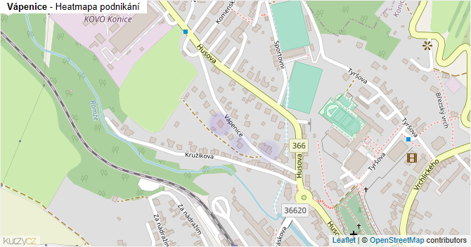 Vápenice - mapa podnikání