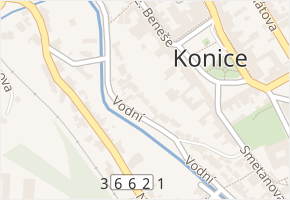 Vodní v obci Konice - mapa ulice