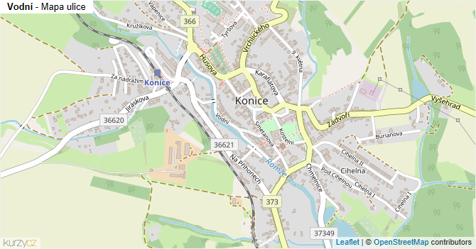 Vodní - mapa ulice