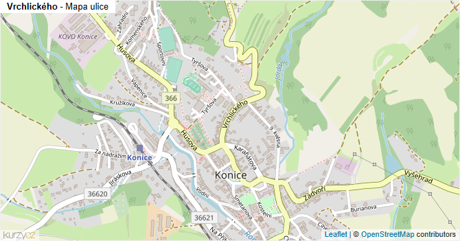 Vrchlického - mapa ulice
