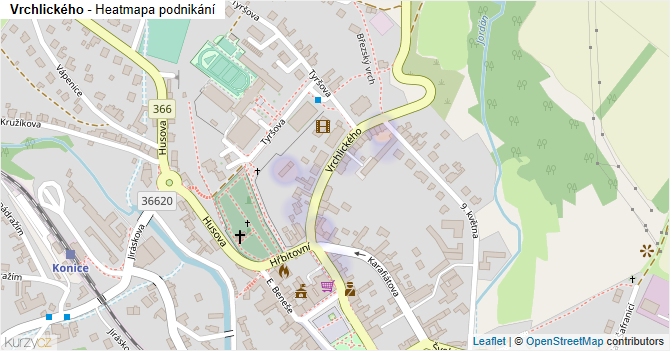Vrchlického - mapa podnikání