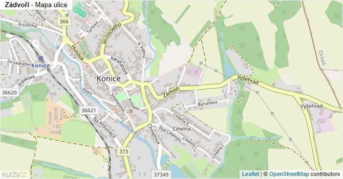 Zádvoří - mapa ulice