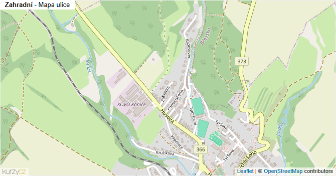 Zahradní - mapa ulice