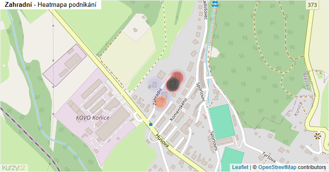 Zahradní - mapa podnikání