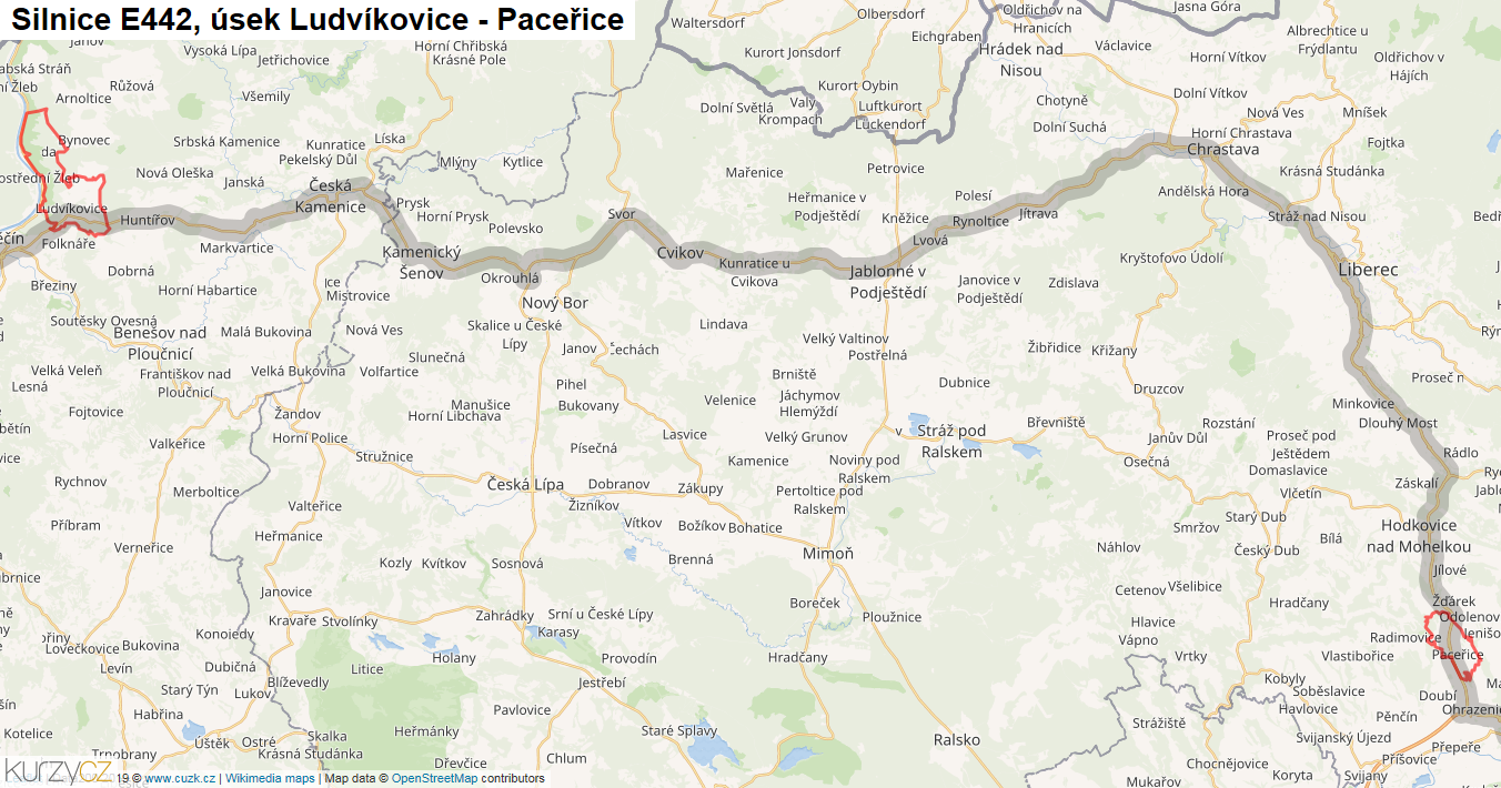 Konice-Ostrava, mapa trasy