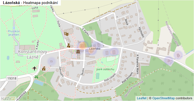Lázeňská - mapa podnikání