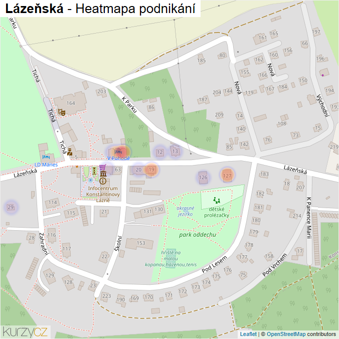 Mapa Lázeňská - Firmy v ulici.