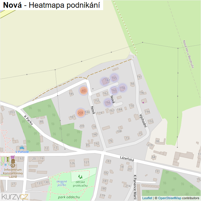 Mapa Nová - Firmy v ulici.