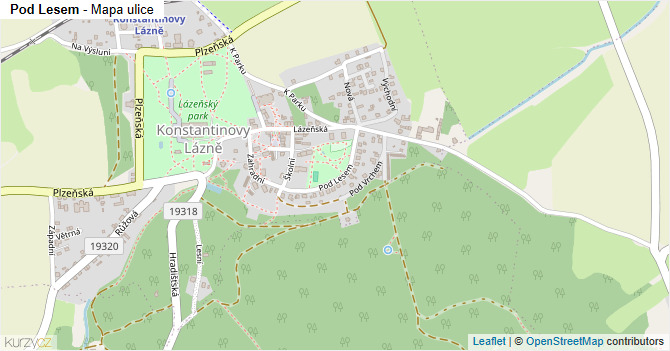 Pod Lesem - mapa ulice