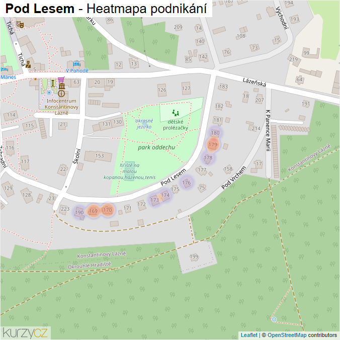Mapa Pod Lesem - Firmy v ulici.