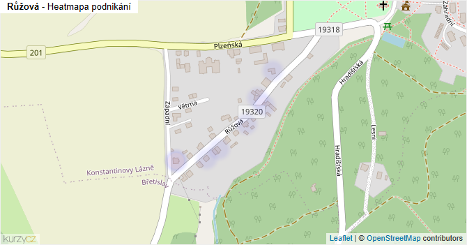 Růžová - mapa podnikání