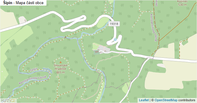 Šipín - mapa části obce