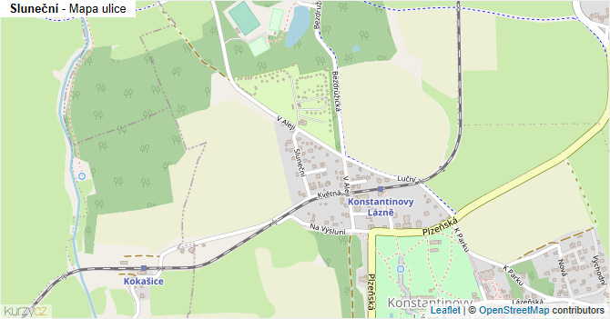 Sluneční - mapa ulice
