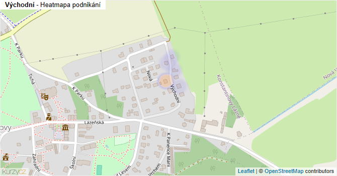 Východní - mapa podnikání