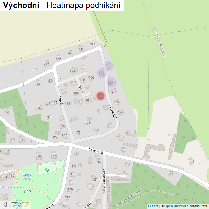Mapa Východní - Firmy v ulici.