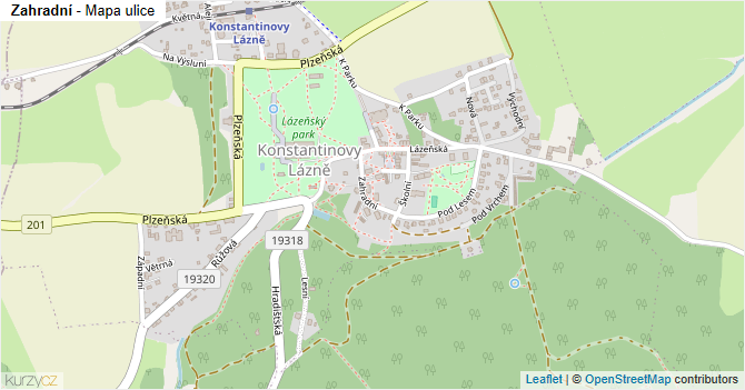 Zahradní - mapa ulice