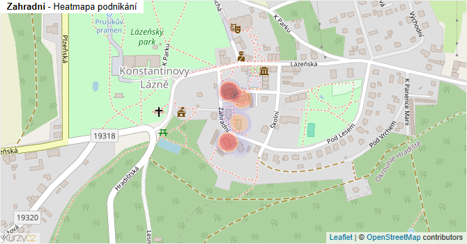 Zahradní - mapa podnikání