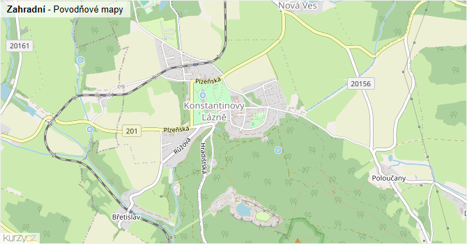 Zahradní - záplavové mapy stoleté vody