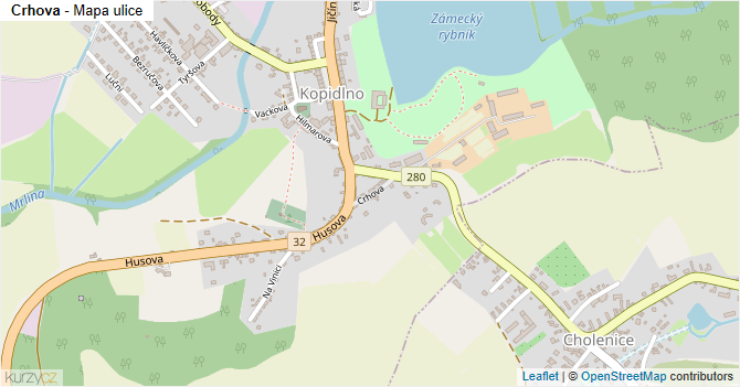 Crhova - mapa ulice