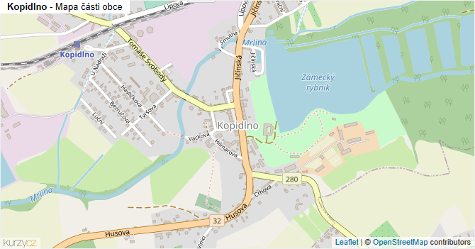 Kopidlno - mapa části obce