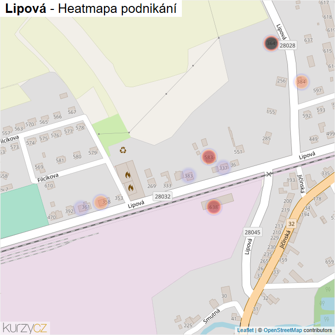 Mapa Lipová - Firmy v ulici.
