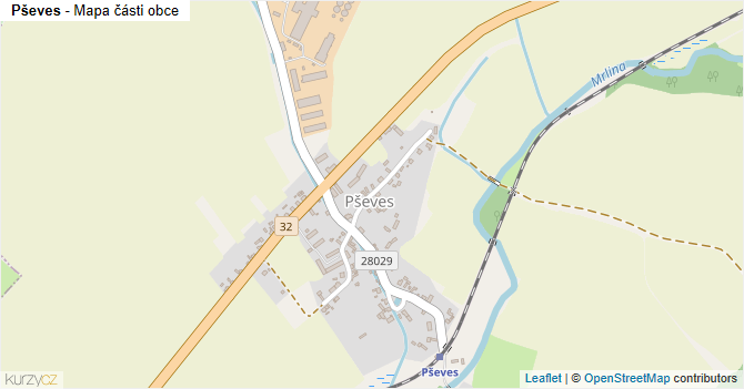 Pševes - mapa části obce