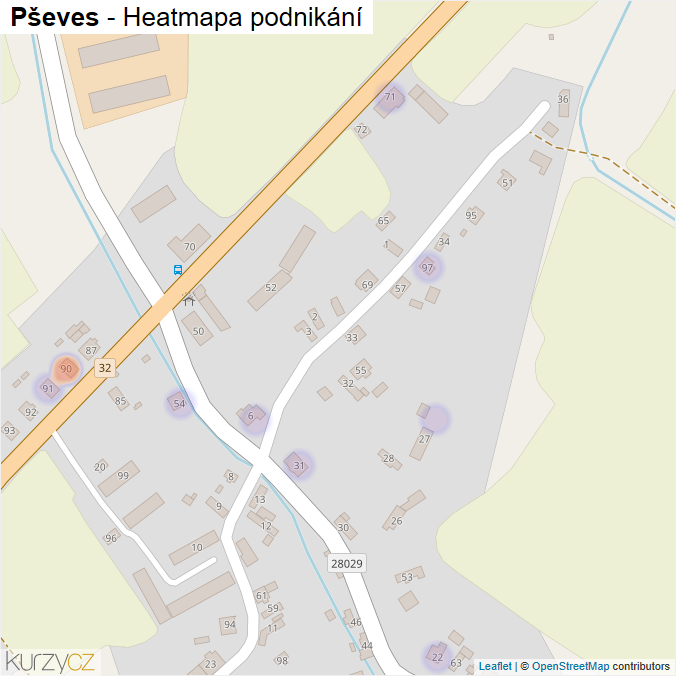 Mapa Pševes - Firmy v části obce.