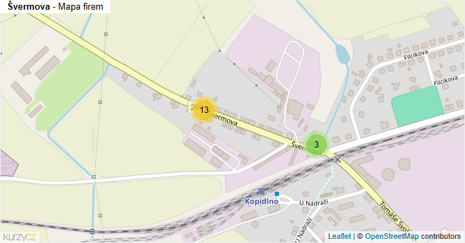 Švermova - mapa firem