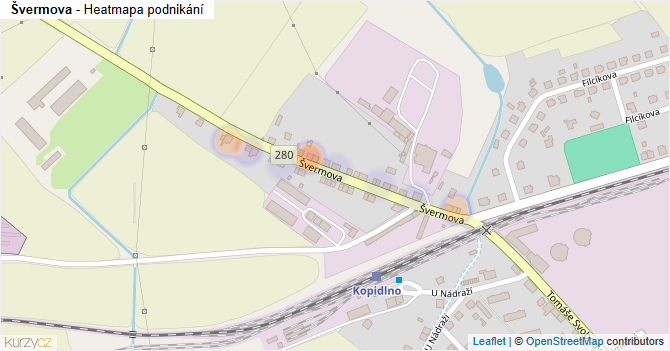 Švermova - mapa podnikání