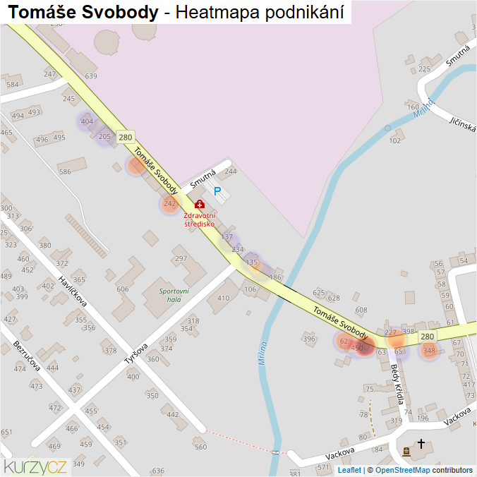 Mapa Tomáše Svobody - Firmy v ulici.