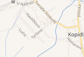 Tyršova v obci Kopidlno - mapa ulice