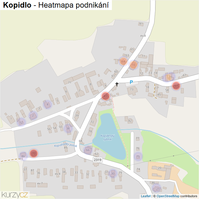 Mapa Kopidlo - Firmy v části obce.