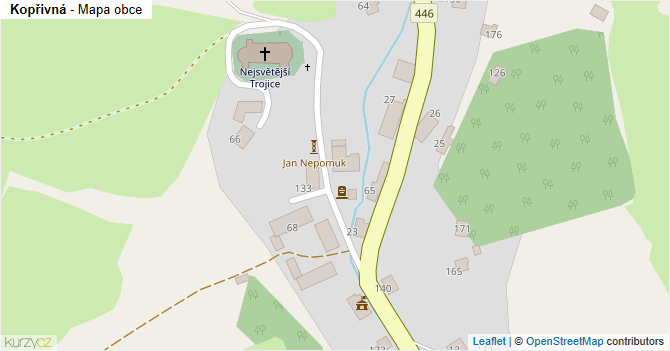 Kopřivná - mapa obce