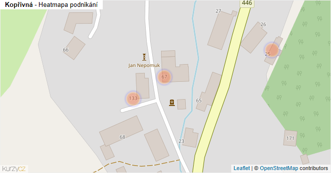 Kopřivná - mapa podnikání